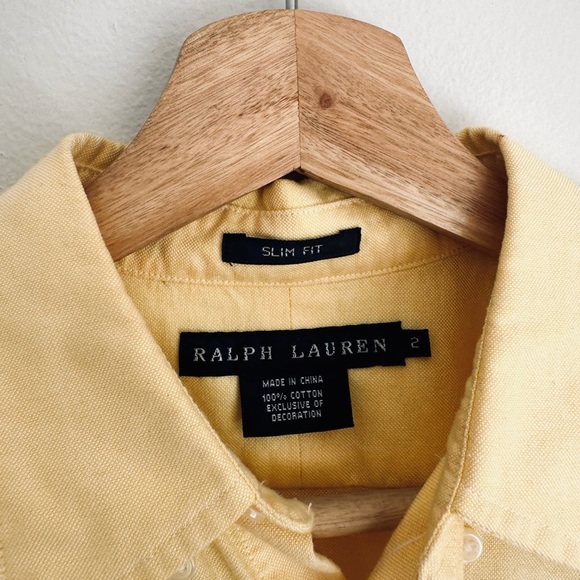 Ralph Lauren • Iconic Blue Label Cotton Oxford Button Down Shirt in Yellow - Picture 5 of 5